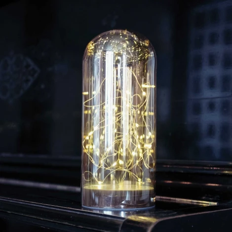 Светодиодная Стеклянная Колба Тепло-Белая с Мерцанием на Батарейках, 20 LED