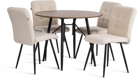 Стул обеденный Medeo Tetchair (Флок/Молочный,Черный) арт.24648