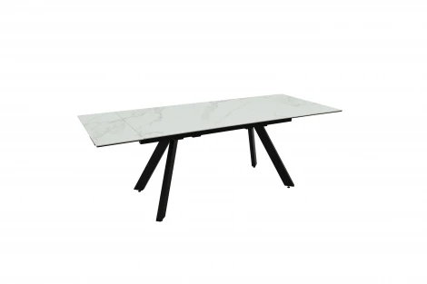 Стол Монако новый, Керамогранит, Черный матовый муар/Грэйс вайт Аврора 102201