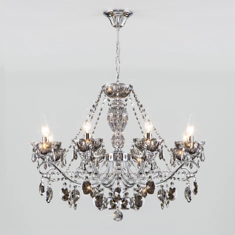 Подвесная люстра Eurosvet Teodore 10103/8 хром/дымчатый хрусталь Strotskis