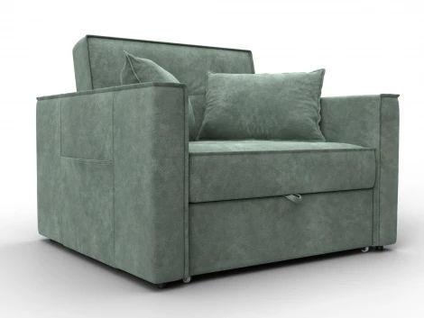 Кресло-кровать Лига-104 (80) (ЛДСП,Брус,Фанера,Велюр/Зеленый) Лига Диванов 134849