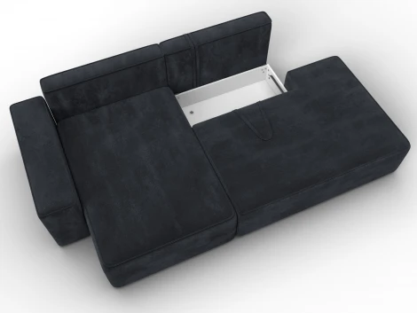 Диван угловой Лига-079 угол левый (ДСП/Пластик/Велюр/Темно-серый) Лига Диванов 129824L