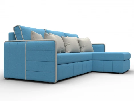 Диван угловой Лига-078 угол универсальный (ДСП/Пластик/Рогожка/Голубой,Бежевый) Лига Диванов 130978