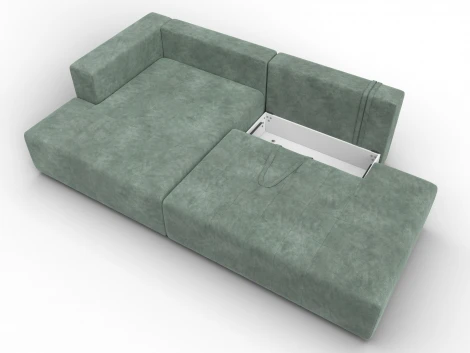 Диван угловой Лига-103 НПБ угол левый (ДСП,Брус,Фанера,Велюр/Зеленый) Лига Диванов 134825L