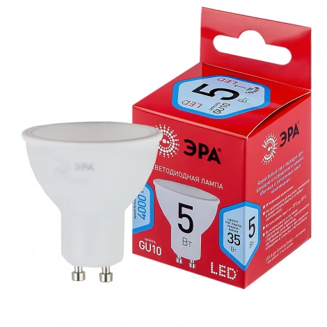 Лампочка светодиодная GU10 5W ЭРА LED MR16-5W-840-GU10 R