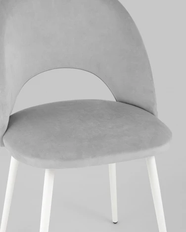Стул Stool Group Меган велюр светло-серый белые ножки УТ000025584