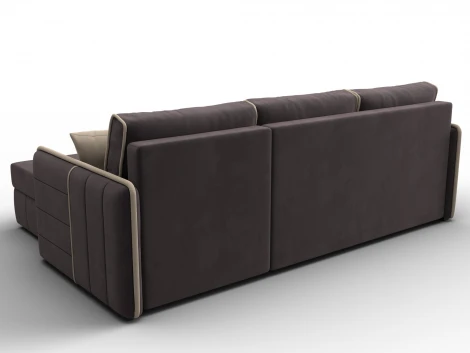 Диван угловой Лига-078 угол универсальный (ДСП/Пластик/Велюр/Коричневый,Бежевый) Лига Диванов 130990