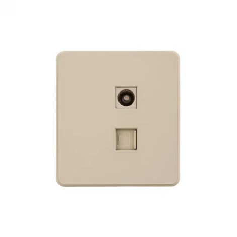 Розетка компьютерная RJ45 кат6 + TV с/у шелк Kranz Round KR-78-0722-7