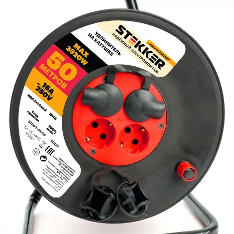 Удлинитель 4-х местный с заземлением 50 метров на катушке Stekker Standart 50173