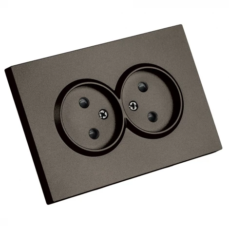 Розетка двойная без заземления со шторками (антрацит, soft touch) Stekker Эмили 49929