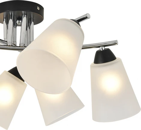 Потолочная люстра на штанге Escada Lavatera 2132/6P 6х60Вт E27, металл/стекло, хром/черный, матовый плафон (220V)