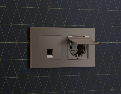 Лицевая панель Ambrella Volt ALFA (Темная бронза матовый) для компьютерной/телефонной розетки RJ-45/RJ-11 QUANT AP6420