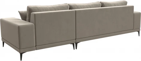 Диван угловой Льюес правый (Бежевый/Микровельвет) Лига Диванов арт.122402