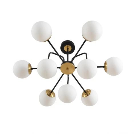 Потолочная люстра на штанге Lumion Elrona 8375/9C черный/латунь/белый, металл/стекло E27 9*60W 220V