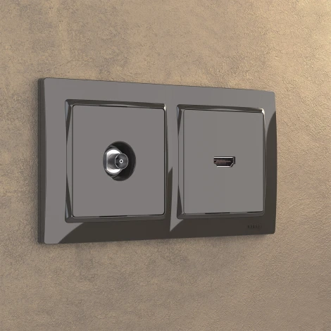 Рамка на 2 поста (серо-коричневый, basic) W0022007 (a051294)