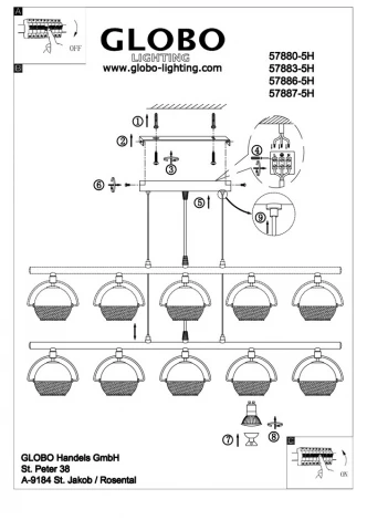 Подвесной светильник Globo Aramid 57880-5H