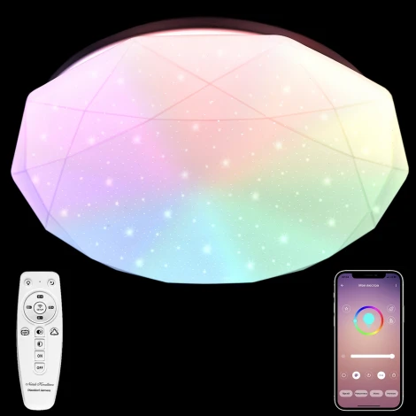 Потолочный светильник RGB круглый Natali Kovaltseva LED LAMPS 81100 (220V, пульт управления, управление смартфоном, круглые)