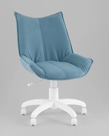 Кресло офисное Осло велюр пыльно-синий, пластик белый TopChairs УТ000043350