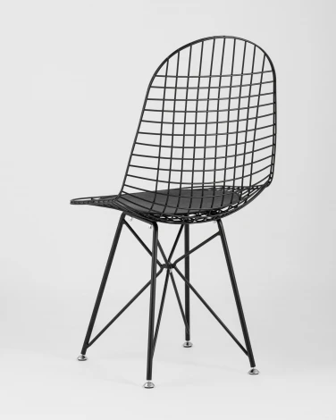 Стул обеденный Eiffel черный с черной подушкой УТ000004229