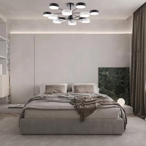 Потолочная люстра светодиодная на штанге Arte Milano Ferrara 250906/12B Bk/Wh (220V, круглые)