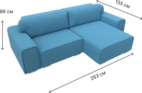 Диван угловой Лига-029 правый угол (Голубой/Рогожка) Лига Диванов арт.121933