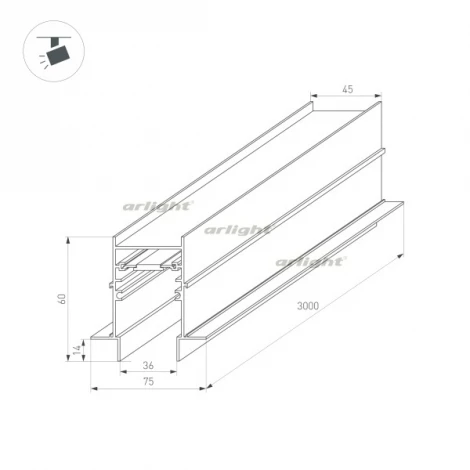 Шинопровод под гипсокартон магнитный Arlight 034680 (24V)