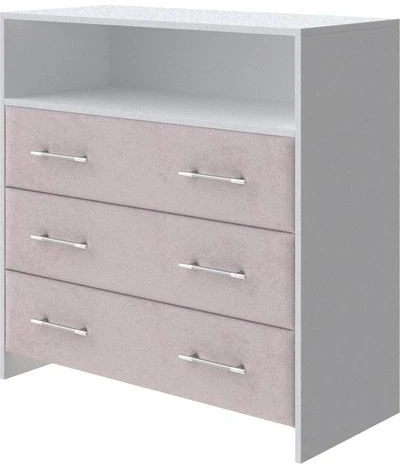 PROxSON Комод Varna (ЛДСП Белая+ткань Белый/Teddy Лунный) 90x40