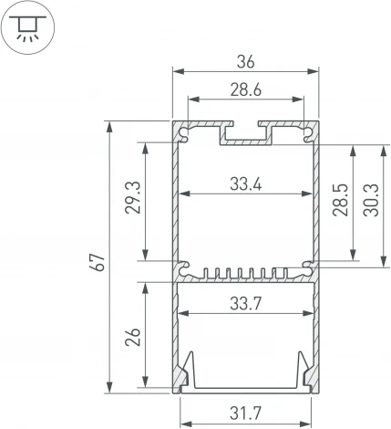 Профиль LINE-S-3667-3000 BLACK (Arlight, Алюминий) 042903