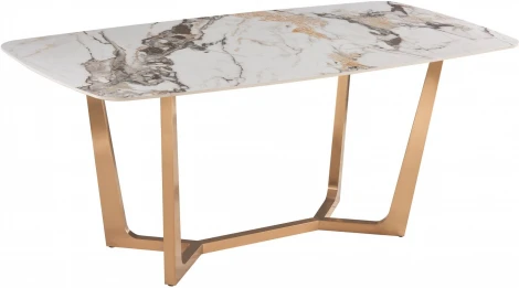 Стол обеденный Ланс Мат DT-2852,140х80х75 см, белый мрамор/матовое золото IST-CASA