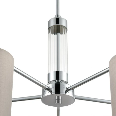 Потолочная люстра на штанге Lumion Arnika 6585/5 хром/бежевый, металл/текстиль, стекло E14 5*40W 220V