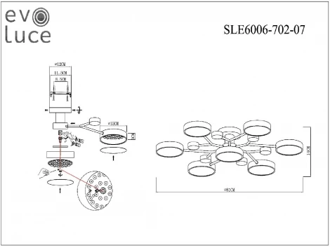 Потолочная люстра на штанге Evoluce Faema SLE6006-702-07