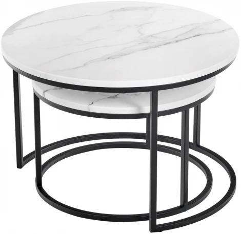 Набор кофейных столиков Tango белый мрамор с чёрными ножками, 2шт Bradex Home RF 0207