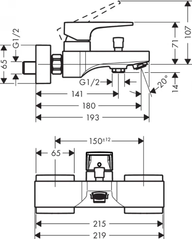 Смеситель Hansgrohe Metropol 74540000 для ванны с душем