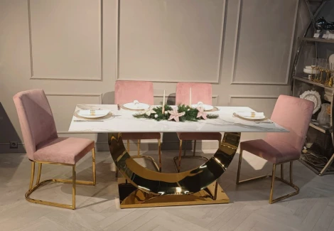 Стул обеденный IST-CASA Пресли DX-2055, 45х44х92, пыльная роза/золотой