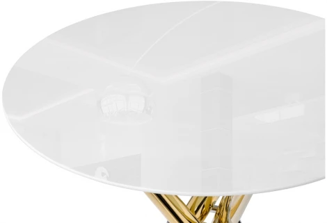 Стеклянный стол Woodville Rock 80х75 white / gold 15550