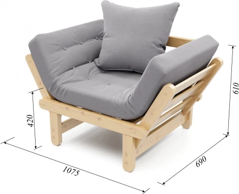 Кресло Arsko Сламбер сосна серый велюр