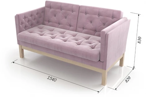 Диван Arsko Айверс М сосна розовый шенилл