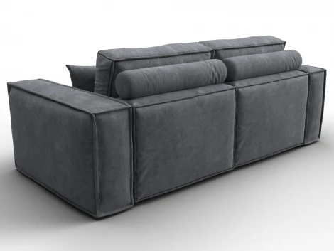 Диван прямой Лига-081 НПБ (ДСП/Пластик/Велюр/Темно-серый) Лига Диванов 130113