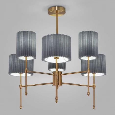 Потолочная люстра Wi-Fi на штанге Eurosvet Notturno 60162/6 латунь (220V, управление смартфоном, голосовое управление, умный дом - Minimir Home, Алиса, Маруся, Салют)