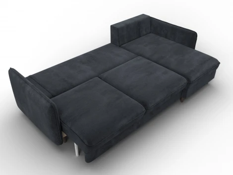 Диван угловой Лига-064 НПБ угол универсальный (ДСП/Дерево/Велюр/Темно-серый) Лига Диванов 129630