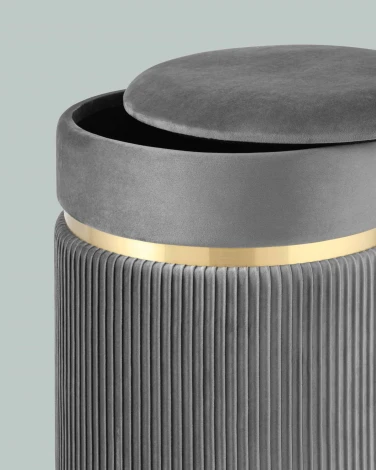 Пуф Миранда с ящиком велюр серый УТ000025563