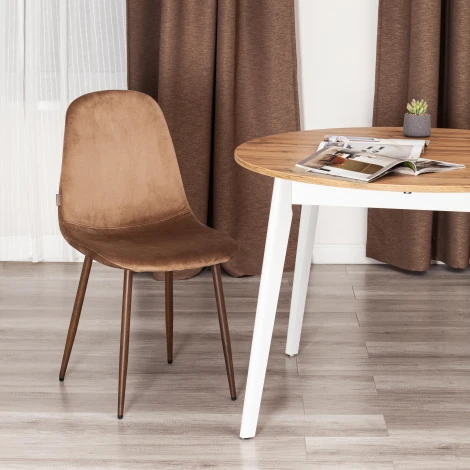 Стул BREEZE (mod. JSC-58) / 1 шт. в упаковке (Велюр,Металл  /Темно-коричневый,Орех)