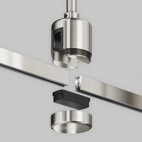 Крепление потолочное Long 760мм с прямым коннектором питания Flarity платина Maytoni Accessories for tracks Flarity TRA159C-IPCL1-PT (24V)
