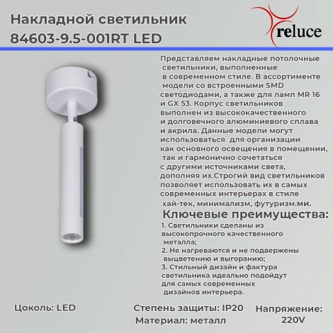 Спот светодиодный Reluce 84603-9.5-001RT LED5W*2W WT (220V)
