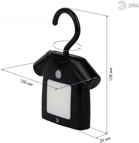 Ночник светодиодный с датчиком движения на батарейках ЭРА NLED-486-1W-MS-BK