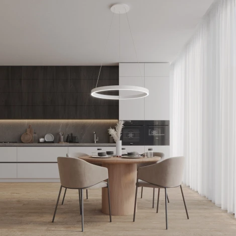 Подвесной светильник светодиодный диммируемый Novotech Sotto 359449 белый (регулировка яркости, 220V, управление смартфоном, умный дом - Алиса, Tuya Smart, на тросе, кольцо)
