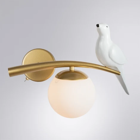 Бра Arte Lamp Eltanin A3422AP-1GO (220V, выключатель, шар, птички)
