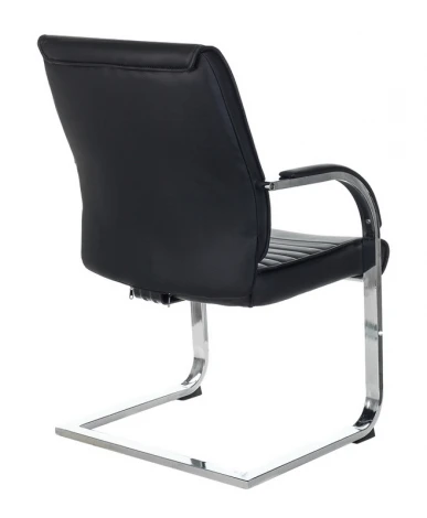 Кресло Бюрократ T-8010N-LOW-V черный Leather Black эко.кожа низк.спин. полозья металл хром
