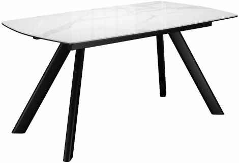 Стол DikLine KL160 керамика белый мрамор С39 глянец/опоры черные) (2 уп) арт.00-00072995
