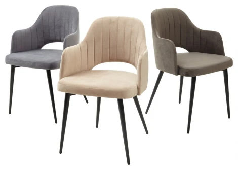 Стул FANTINE-LA БЕЖЕВЫЙ #5, велюр/ белый каркас